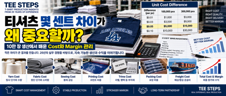 티셔츠 몇 센트 차이가 왜 중요할까? 10만 장 생산에서 배운 Cost와 Margin 관리 6 Tee Steps_ T-Shirt Cost Insights