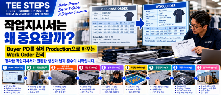 작업지시서는 왜 중요할까? Buyer PO를 실제 Production으로 바꾸는 Work Order 관리 6 Garment Work Order Production Guide